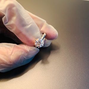 1 Carat Moissanite Diamond sterling silver Engagement Ring